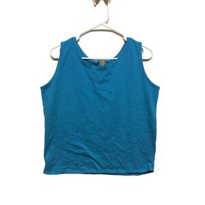 On Your Mark Women Tank Top Size L Blue Cotton sku13